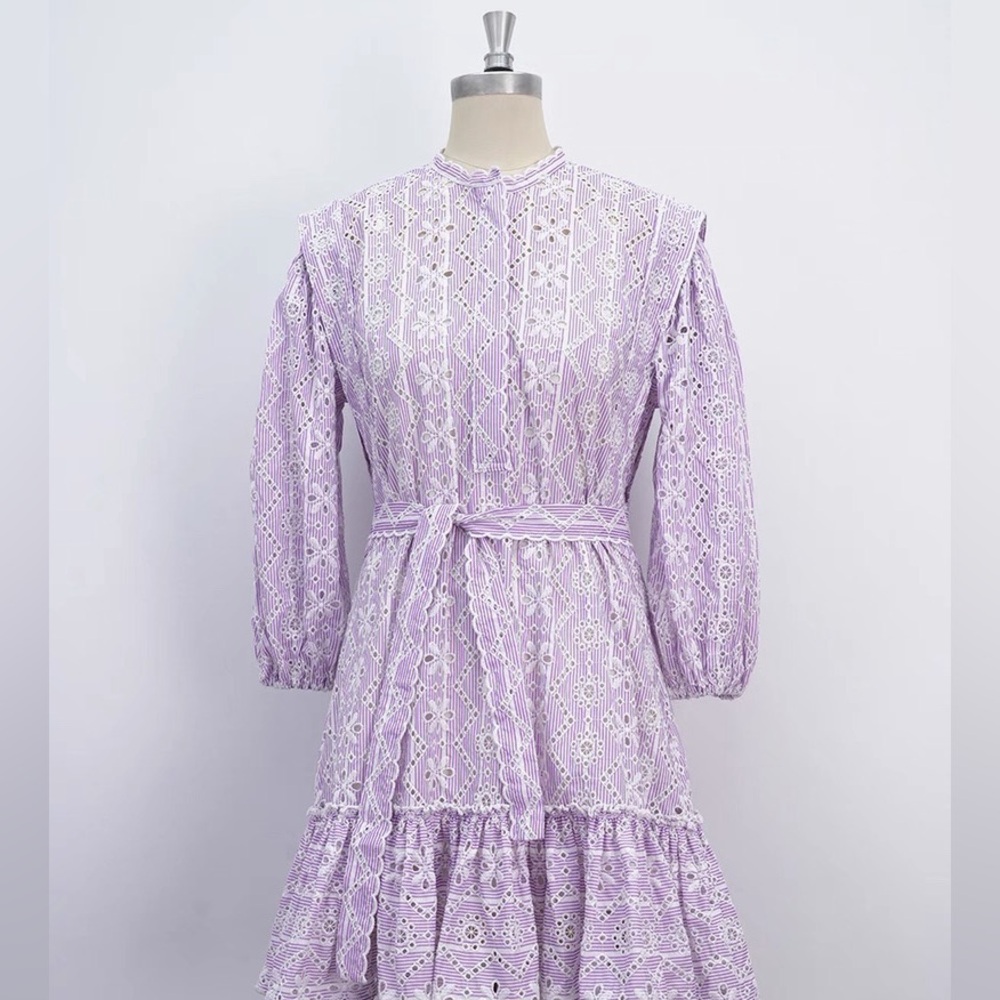 NWT MAJE Lavender Eyelet Dress